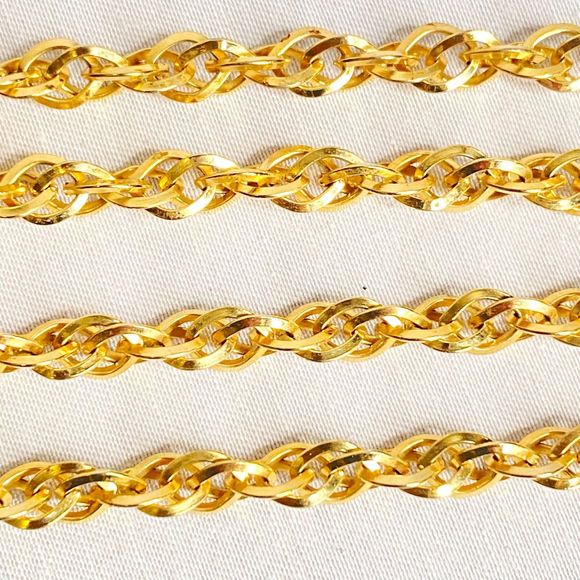 Opera Chain Necklace Gold Tone Spiral Links 36" - Picture 5 of 7